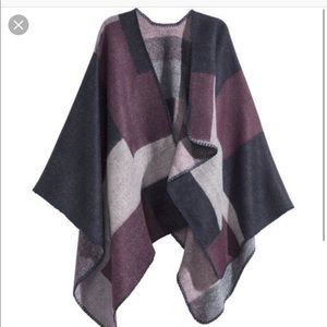 H&M color block poncho worn once